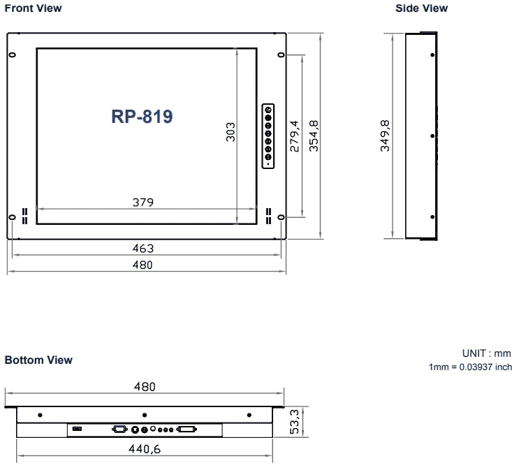 RP-819 - 8U 19Inch Rack Mount LCD Panel
