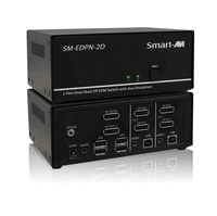 4K60 Dual Head 2-Port DisplayPort KVM Switch with Emulation, Audio and USB 2.0 Support