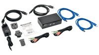 2-Port DisplayPort KVM Switch w/Audio, Cables and USB 3.0 Hub