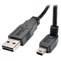 Universal Reversible USB 2.0 Converter Adapter Cable (Reversible A to Down-angle 5Pin Mini B M/M), 3-ft.