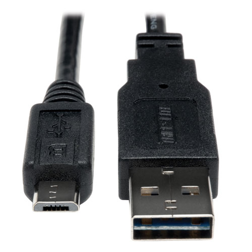 Universal Reversible USB 2.0 Cable, Reversible A to B (M/M), 6 ft, Black Universal Reversible USB 2.0 Cable, Reversible A to B (M/M), 6 ft, Black