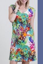 Blue Water Short v-neck Dress Scottie size S to L