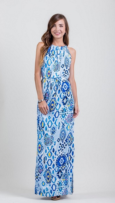 Blue Water Dorothy long tank halter Dress sundress size Small or medium