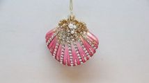 December Diamonds Pink seashell glass holiday ornament shell