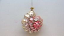 December Diamonds pink and gold spiral seashell holiday ornament shell