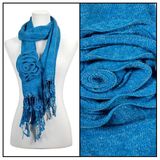 blue fringe bohemian flower scarf 72"