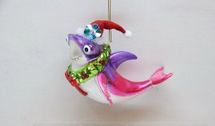 December Diamonds pink and purple hammer head shark holiday ornament