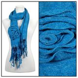blue fringe bohemian flower scarf 72"