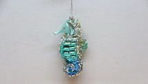 December Diamonds Glass glittered Seahorse holiday ornament