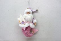 December Diamonds Pink & lavender Santa Merman holiday ornament