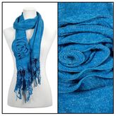 blue fringe bohemian flower scarf 72"