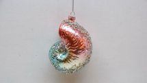 December Diamonds Pink & Turquoise glass seashell holiday ornament