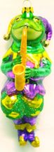 Sold out December Diamonds Mardi Gras Jester frog playing Saxophone glass ornament