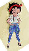 Betty Boop in Jeans swinging legs wall clock