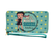Betty Boop Mess with My Success aqua wallet with wristlet strap