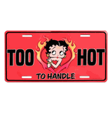 Betty Boop Too Hot to Handle tin License plate