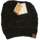 C.C.Beanie black hat sequin messy bun ponytail 