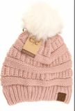 C.C.Beanie hat classic rose with ivory Pom 