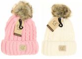 C.C.Beanie hat ivory or pink cable ribbed KIDS 
