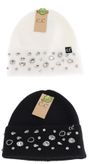 C.C.Beanie hat large rhinestone gems white or black