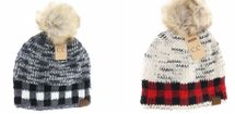 C.C.Beanie hat mixed print grey black or ivory red