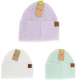 C.C.Beanie hat mohair feel wide cuff ivory, lavender or mint