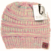 C.C.Beanie hat multi messy bun ponytail 