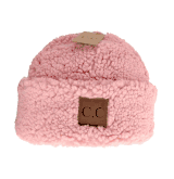 C.C.Beanie hat pink sherpa cuffed & fuzzy lined