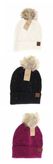 C.C.Beanie hat sequin brioche cable knit orchid cream or black
