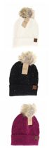 C.C.Beanie hat sequin brioche cable knit orchid cream or black
