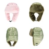 C.C.Beanie puffer trapper hat faux fur green or pink