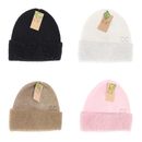 C.C.Beanie winter hat rhinestone net cuff black taupe white pink