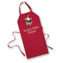 C & F Christmas canvas childs apron red Santa's little helper 18 x 24