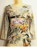 Sold Cactus Tropical Island  Flamingo green sage t-shirt Size large