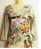 Sold Cactus Tropical Island  Flamingo green sage t-shirt Size large
