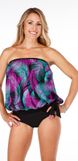 Ceeb blouson top swimsuit purple trq black size 12 or 14
