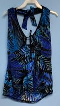 Ceeb swimsuit tankini halter top top blue & black 10 to 16