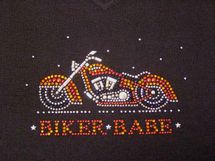 Christine Alexander biker Babe red fire opal motorcycle FITTED v-neck shirt size medium or 3x