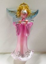 Pink Angel ornament glass playing flute 6