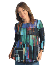 Sold out  Jess & Jane shirt Disco blue, purple & black size 2x