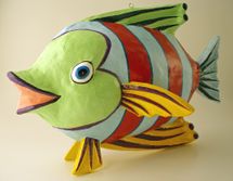 December Diamonds fish red & blue stripes 25" sale