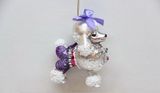 December Diamonds White encrusted  glass poodle holiday ornament