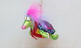 December Diamonds Painted glass turtle with feather holiday ornament