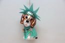 December Diamonds Statue of Liberty Beagle dog painted glass holiday ornament