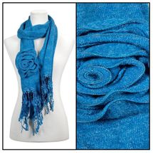 blue fringe bohemian flower scarf 72"