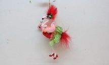 December Diamonds Feather Tailed Flamingo glass holiday ornament