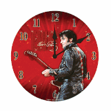 Elvis Presley red 68 comeback special image round clock battery operated