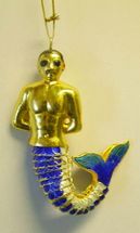 Enamel Merman blue tail decoration 5" by 3 1/4"