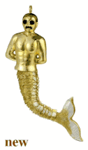 Enamel yellow tail merman mermaid ornament 5" by 3 1/4"