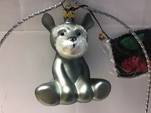 Glass Christmas grey schnauzer ornament 3 dog